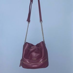 Guess Crossbody Purse (maroon and gold)